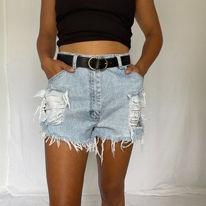High Waisted Light Wash Short